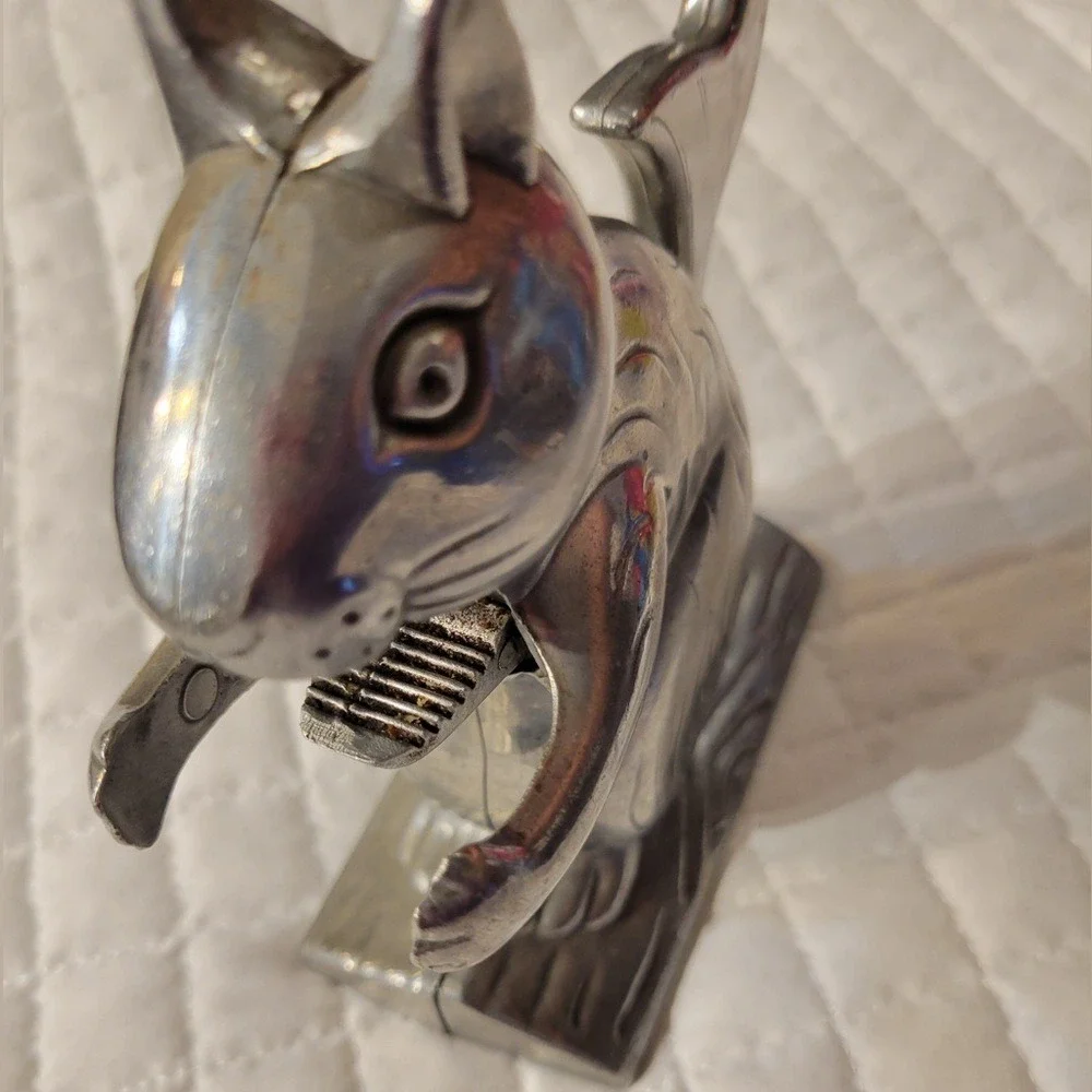 VTG Squirrel on Log Nutcracker Aluminum Metal Collectible Fun Cute Whimsical 90s